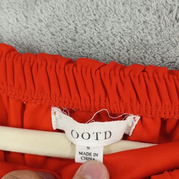 OOTD Jumpsuit SMALL(4-6) Pull on Off the Shoulder Red Elastic Neckline W/Pockets - Picture 8 of 11